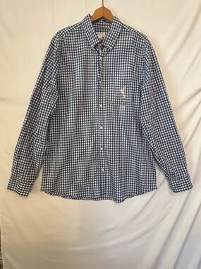 GAP NWT Blue Check Slim Fit Button Down Shirt Size XL